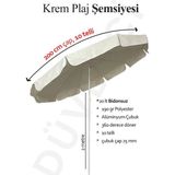 Tevalli Parasol's Tevalli Parasols Krem Renk Lüks Polyester Plaj Şemsiyesi 200 cm 360 Derece Döner Özellikli - 2 x 2 m