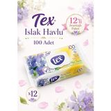 Tex 12 Adet - Extra Yumuşak Fresh Islak Mendil - 100 Adet Bahar Çiçekleri Kokulu Islak Havlu - 12x100 = 1,200 Adet
