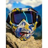 Tex 710 Jet Maske Bisiklet Motosiklet Kayak Çok Amaçlı Maske Mor Cam Aynalı Gözlük Sarı Mavi