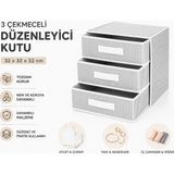 Tex Republic Alas Çekmeceli Düzenleyici Organizer- Yeni Sezon Nano Teknoloji Kumaş - Gri - 1 Adet - 3 Çekmece