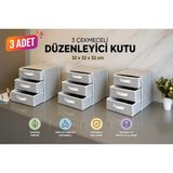 Tex Republic Alas Çekmeceli Düzenleyici Organizer- Yeni Sezon Nano Teknoloji Kumaş - Gri - 3 Adet - 3 Çekmece