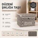 Tex Republic Bohe Çok Amaçlı Kapaklı Kutu-Dolap Raf Düzenleyici- Dekoratif Saklama Kutusu (30X30X23CM) - Bej - 5 Adet