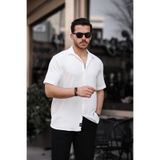 Tex Republic Erkek Beyaz Oversize Yazlık Bürümcük Gömlek, S