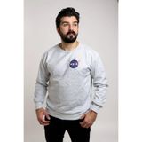 Tex Republic Erkek Bisiklet Yaka Ön Baskılı Oversize Sweatshirt, Gri Melanj, M Beden