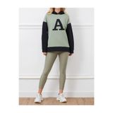 Tex Republic Kadın Kapüşonlu Oversize Baskılı Üç İplik Sweatshirt, Mint Yeşil, S/M