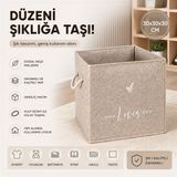 Tex Republic Keçe Raf Düzenleyici Kutu-Oyuncak Sepeti-Çok Amaçlı Kutu (30 X30 x 30 Cm) - Bej - 3 Adet - 30 x 30 x 30 cm