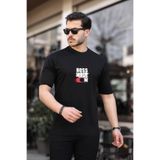Tex Republic Siyah Erkek Oversize Bisiklet Yaka T-Shirt, Baskılı, S Beden