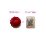 TEXART Art of Sewing TAHTA ALTLIKLI İĞNE TUTUCU MİNDER VE BİR PAKET TOPLU İĞNE(PEMBE FUŞYA RENK)