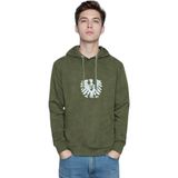 Texera Nakışlı Polar Erkek Kanguru Cepli Kapüşonlu Sweatshirt - XL - Haki