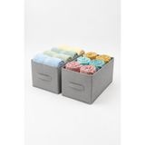 Textia Home 2'li Gri Dolap İçi Düzenleyici Katlanabilir Kıyafet Saklama Kutusu 45x25x20 cm