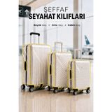Textia Home 3’lü Şeffaf PVC Valiz Koruyucu Kılıf Seti – Sarı Biyeli, Cırt Cırtlı – Kabin, Orta ve Büyük Boy