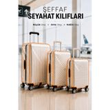 Textia Home 3’lü Şeffaf PVC Valiz Koruyucu Kılıf Seti – Turuncu Biyeli, Cırt Cırtlı – Kabin, Orta ve Büyük Boy