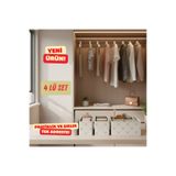 Textia Home 4'lü Çekmece Dolap Içi Düzenleyici Kutu Raf Set Bebek Eşyası Çocuk Odası Banyo Organizer/Fiyonk