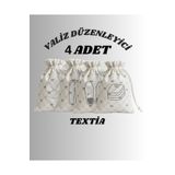 Textia Home 4'lü Valiz Düzenleyici Seti Kumaş Saklama Torbası Ayakkabı Kıyafet Organizeri