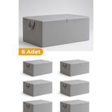 Textia Home 6 Adet Büyük Boy Bazaaltı Gri Hurç 64 X 45 X 22 Cm