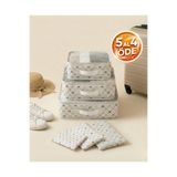 Textia Home 6'lı Valiz Düzenleyici Seti Bavul İçi Organizer Seyahat Çantası Fiyonk Desenli