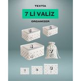 Textia Home 7'li Valiz İçi Düzenleyici Set Gri Antrasit Kumaş Dokuması ile Kullanışlı ve Katlanabilir - Gri - Antrasit