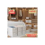 Textia Home Dolap içi Düzenleyici 4Lü Fiyonk-45cmx25cmx20,Raf Düzenleyici,Katlanabilir Kıyafet Saklama Kutusu