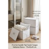 Textile sweet 3'Lü Set Sandık Tipi Yastık Yorgan Saklama Hurcu 75x45x45