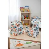textile sweet 7'li Dinozor Desenli Bavul Içi Düzenleyici Valiz Düzenleyici Organizer Set - Beyaz