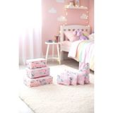 textile sweet 7'li Unicorn Desenli Bavul Içi Düzenleyici Valiz Düzenleyici Organizer Set - Pembe