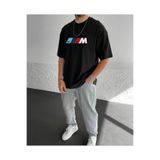 TEXTURA Yeni Sezon Erkek - Kadın Oversize BMW Baskılı Siyah T-shirt