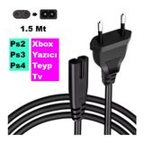 Teyp Radyo Yazıcı Elektrik Power Güç Kablosu Fişi Ps2/3/4 2 Pin C7 (1.5 Metre) - 0 - Siyah