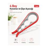 TEYYE 4 Boy Kavanoz Ve Şişe Açacağı - Kolay Tutuşlu Pratik Mutfak Kapak Açma Aparatı