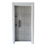 Tez-1532B Statik Beyaz Renk Kasalı Rustik Çizgili Düz Model Çelik Kapı, Daire Kapısı, Villa Kapısı