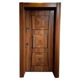 Tez-3451 Ahşap Kaplama Kabartma Model Çelik Kapı, Daire Kapısı , Villa Kapısı