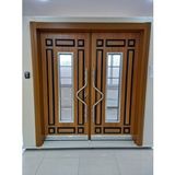 Tezdoor Ahşap Desenli Çift Kanat Bina Giriş Kapıları