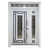 Tezdoor Apartman Giriş Kapısı, Beyaz Renk Ferforjeli Kabartmalı Çelik Kapı Sol Açılım