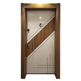 Tezdoor Çelik Kapı, Tırnaklı Sistem Kale Kilit Çelik Kapı, Eskitme Kasalı Düz Model Sağ Açılım Kahverengi