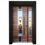 Tezdoor Celik Kapi Villa Kapısı, Siyah Kasalı Saruhan Desen Düz Model Apartman Giriş Kapısı Sol Açılım