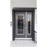 Tezdoor Geniş Camlı Apartman Giriş Kapısı Modelleri antrasir