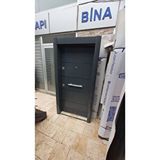 Tezdoor Kompozit Çelik Kapı, Statik Kasalı Beyaz Renk Düz Model Tırnaklı Sistem Sol Açılım Antrasit