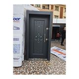 Tezdoor Sac Celik Kapi Tırnaklı Sistem Çelik Kapı, Ahşap Kaplama Kabartmalı Model Daire Kapısı Sağ Açılım Antrasit