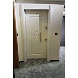 Tezdoor Sac Celik Kapi Tırnaklı Sistem Çelik Kapı, Ahşap Kaplama Kabartmalı Model Daire Kapısı Sağ Açılım Beyaz