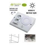 Tezgah Dolap Altı 2'Li Priz Anahtarlı 3 Watt Led Spot Aydınlatma( Beyaz Işık) 3 Renk Kasa Modeli
