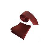 Tezgah İstanbul 5,5 cm Kırmızı ince kravat mendil seti