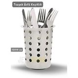 Tezgah Üstü Delikli Kaşıklık Çatallık Ve Bıçaklık Ergonomik Paslanmaz Çelik 12x14 Cm Gümüş
