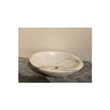 Tezgah Üstü Doğal Mermer Evye - 40 cm Oval Tasarım Banyo Lavabosu