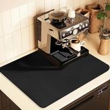 Tezgah Üstü Kahve Matı, Kahve Makinesi Espresso Makinesinin Altına Uygun Kahve Barı Aksesuarları, Tezgah Üstü Emici Gizlenmiş Leke Kauçuk Paspas, Mutfak Tezgahı için Bulaşık Kurutma Matı (Siyah, 30,48