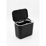 Tezgah Üstü Kapaklı Mutfak Çöp Kovası 15 Litre - 30x25x16 cm Dolap Kapak Tipi Askılı Çöp Kutusu, Plastik Kompost Ve Organik Atık Kovası (SİYAH)