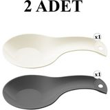 Tezgah Üstü Kirli Kaşıklık & Kepçe Altlığı Kaşıklık Altlığı 23 cm 2 Adet Krem Antrasit