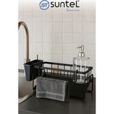 ,tezgah Üstü Sıvı Sabunluk ve Süngerlik Organizer + 2 Gözlü Plastik Hazne ve Sıvı Sabunluk ile Set