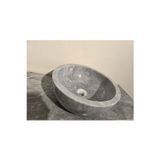 Tezgah Üstü Yuvarlak Mermer Evye - 40 cm Modern Doğal Taş Banyo Lavabosu