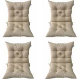 Tezkotekstil Elite 4'lü Kombin Arkalıklı Pofidik Kare Sandalye Minderi 40 x 85 cm Bej Ahşap Konfor 1 Adet