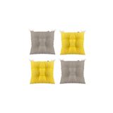 Tezkotekstil Sarı Bej 4 Lü Kombin Pofidik Kare Sandalye Minderi 40 x 40 cm