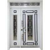 Tezwood 0161 Beyaz Villa Kapısı,Lüks Bina Giriş Kapısı,Çelik Kapı